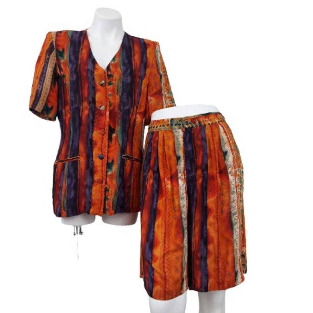 Rare Vintage 1990s Paul David Blazer Top and High Waist wide-legged Short Set